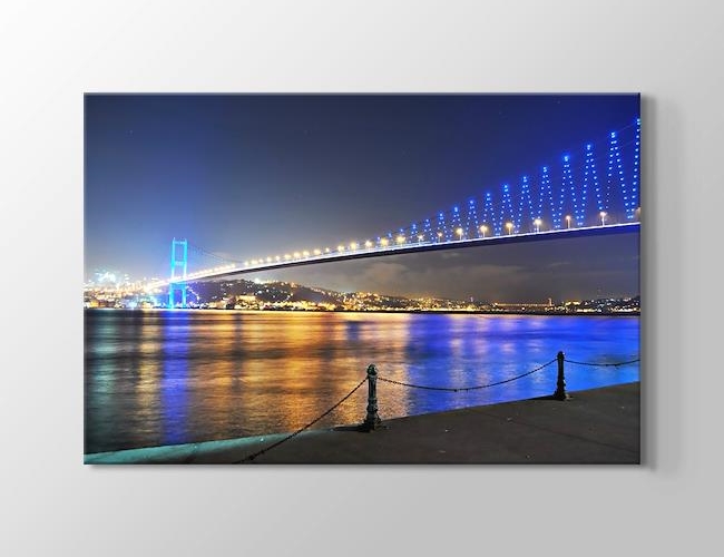 İstanbul - Boğaziçi Köprüsü - Gece Görüntüsü Kanvas tablosu