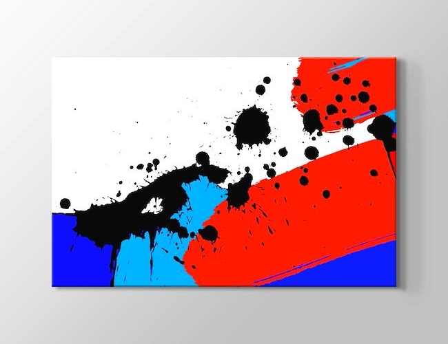 Siyah, Kırmızı ve Mavi Lekeler Kanvas tablosu
