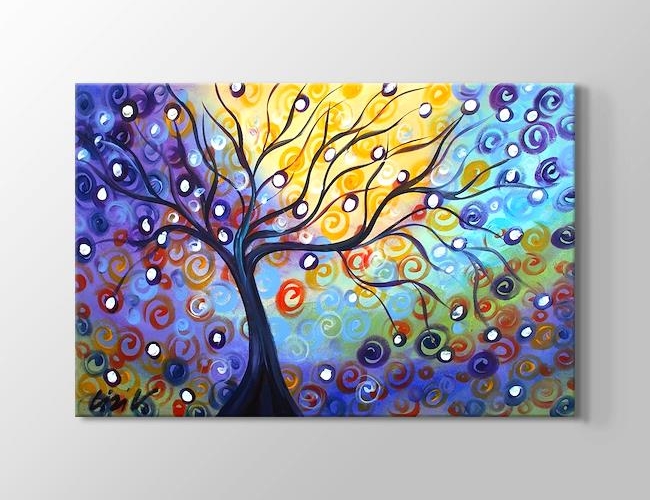 Renk Evreni - Ultraviolet Ağaç Kanvas tablosu