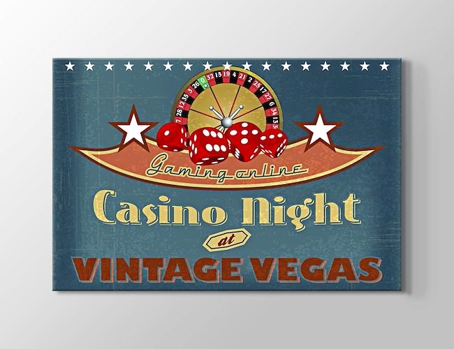 Vegas Casino Gecesi Vintage Poster Kanvas tablosu