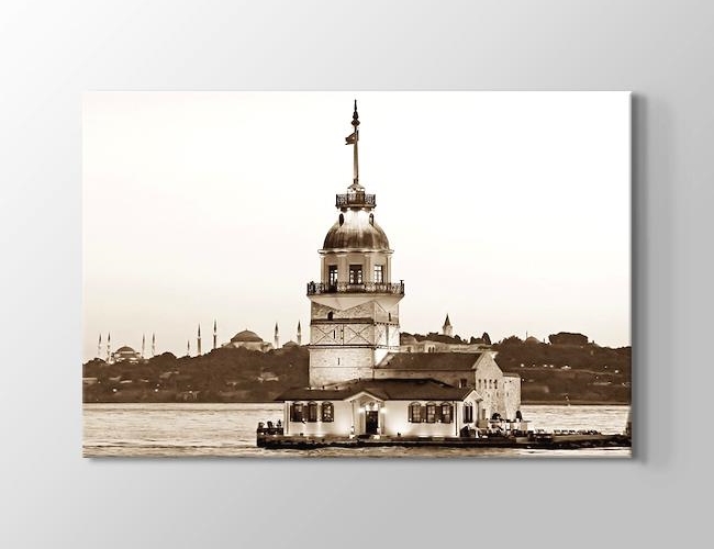 İstanbul - Kız Kulesi - Sepya Kanvas tablosu