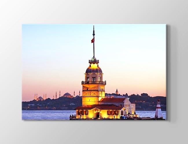 İstanbul - Kız Kulesi Renkli Kanvas tablosu