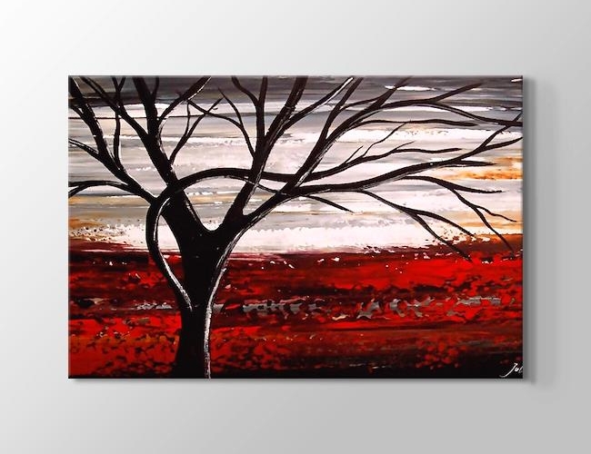 Tree on a Red Land Kanvas tablosu