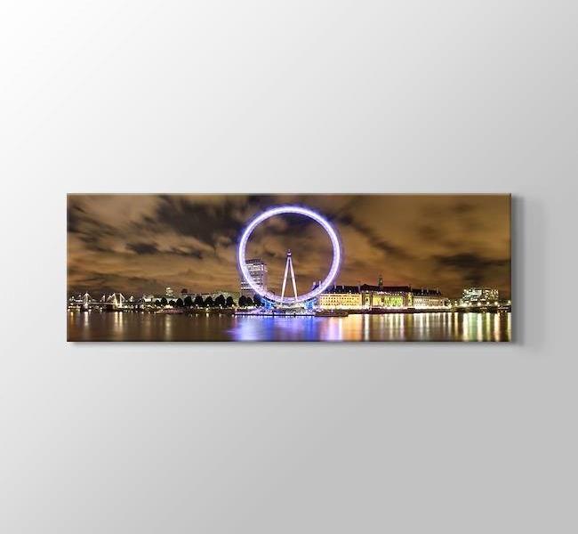  Wide Panorama of London Eye and River Thames