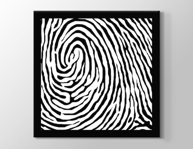 Fingerprint Parmak İzi - Siyah Beyaz Kanvas tablosu