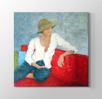 Woman Sitting On Red Chair TH022812