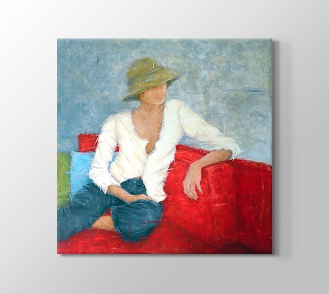  Woman Sitting On Red Chair