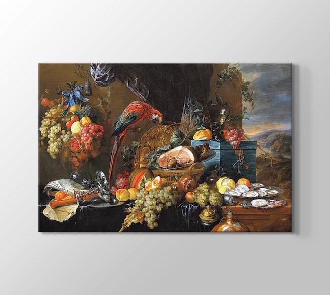  Jan Davidsz de Heem A Richly Laid Table with Parrots