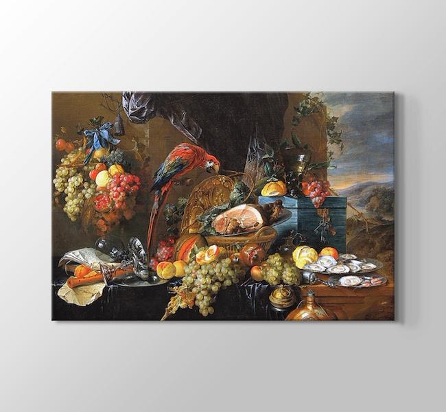 Jan Davidsz de Heem A Richly Laid Table with Parrots