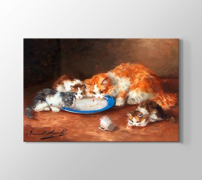  Alfred Arthur Brunel de Neuville Mother Cat with Three Kittens