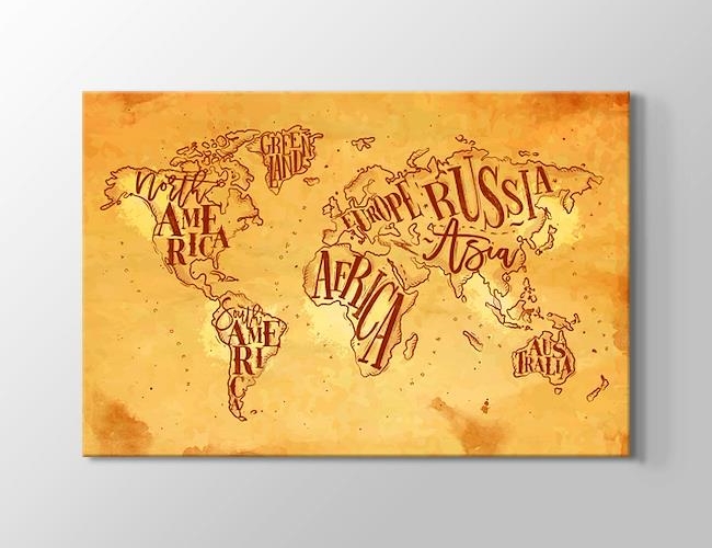 Vintage Dünya Haritası Kanvas tablosu