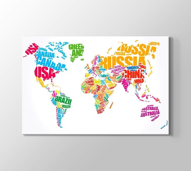  Tipografi Dünya Haritası - Renkli I