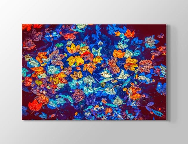 Mavi Sonbahar Yaprakları Kanvas tablosu