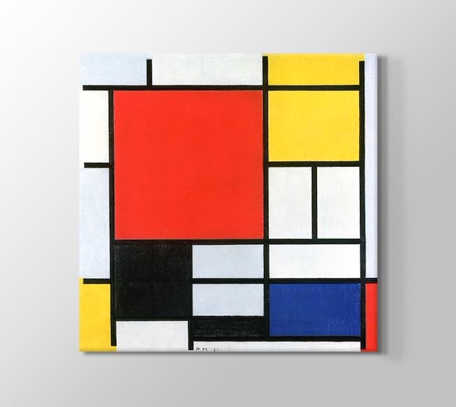  Piet Mondrian Composizione Con grande Piano Rosso, Giallo, Nero, Grigio e Blu