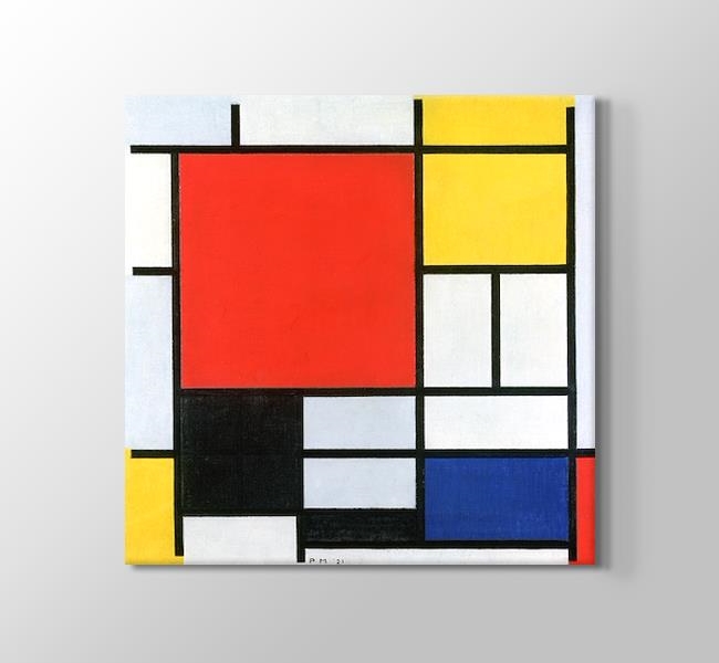 Piet Mondrian - Composizione Con grande Piano Rosso, Giallo, Nero, Grigio e Blu