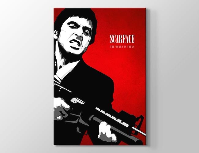 Al Pacino - Scarface - Red Black Kanvas tablosu