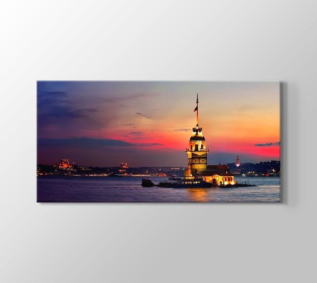  İstanbul Kız Kulesi - Mavi Kızıl Gökyüzü