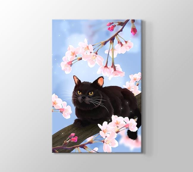  Ağaçtaki Siyah Kedi Gerçekçi Çizim