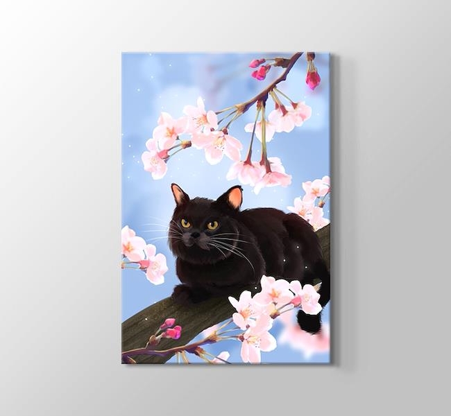  Ağaçtaki Siyah Kedi Gerçekçi Çizim