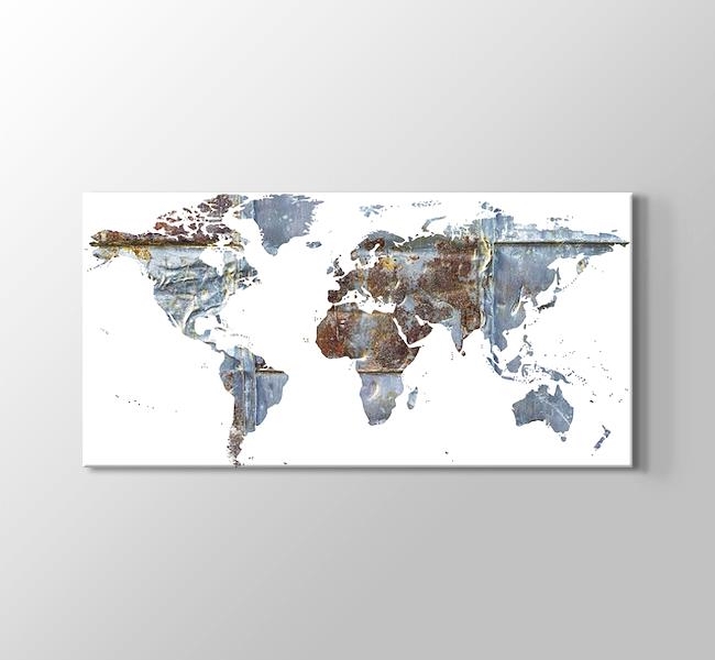  Metalik Pas Desenli Dünya Haritası