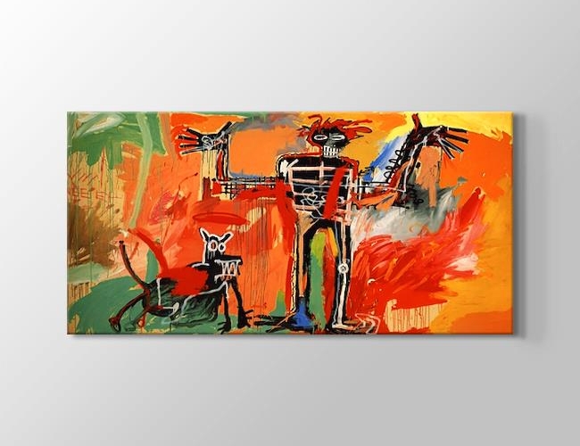 Boy and Dog in a Johnnypump Jean-Michel Basquiat Kanvas tablosu
