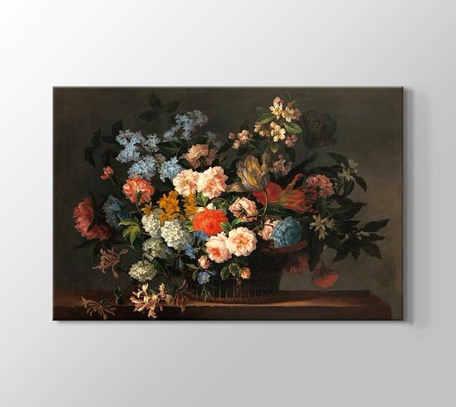  Jean Baptiste Monnoyer Still Life With Basket of Flowers - Çiçek Sepeti