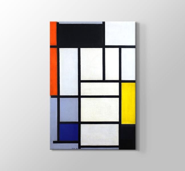  Piet Mondrian No 21 - Kırmızı, siyah, sarı, mavi ve gri ile kompozisyonu