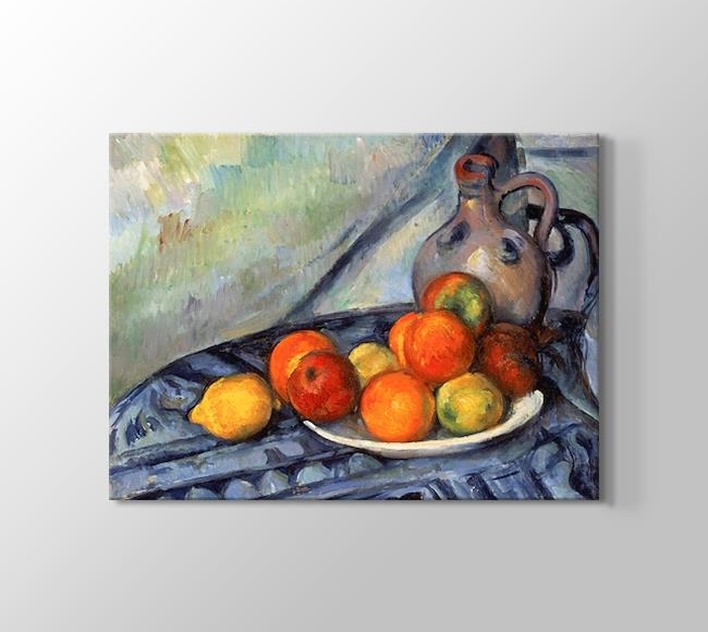  Paul Cezanne Fruit and a Jug on a Table - Masadaki Meyveler ve Sürahi