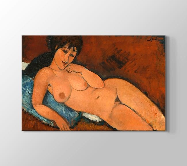 Nude On A Blue Cushion Kanvas Tablosu Tablohane