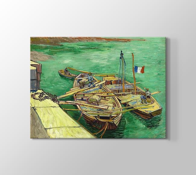  Vincent van Gogh Quay with men unloading sand barges - Rıhtımdaki Tekneler