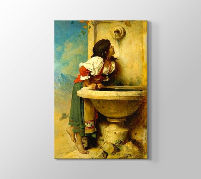  Leon Bonnat Roman Girl at a Fountain - Çeşmedeki Roman Kızı