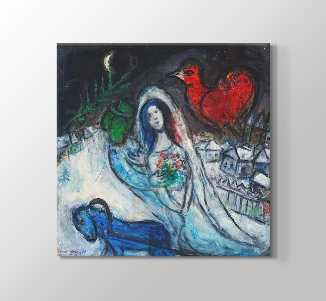  Marc Chagall Bride and Groom with Sleigh and Red Rooster