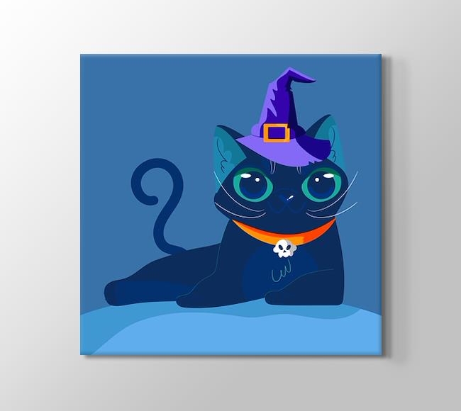  Yere Uzanmış Lacivert Sevimli Cadı Kedi