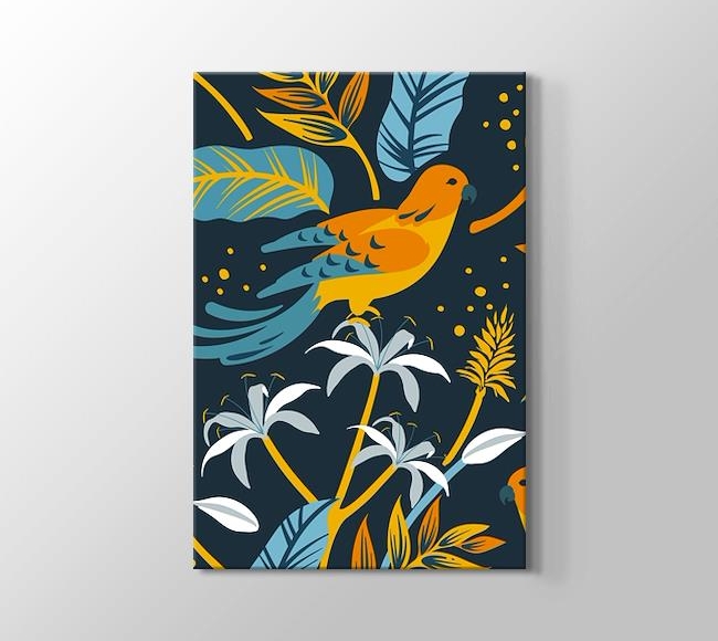 Tropik Kuş ve Yapraklar