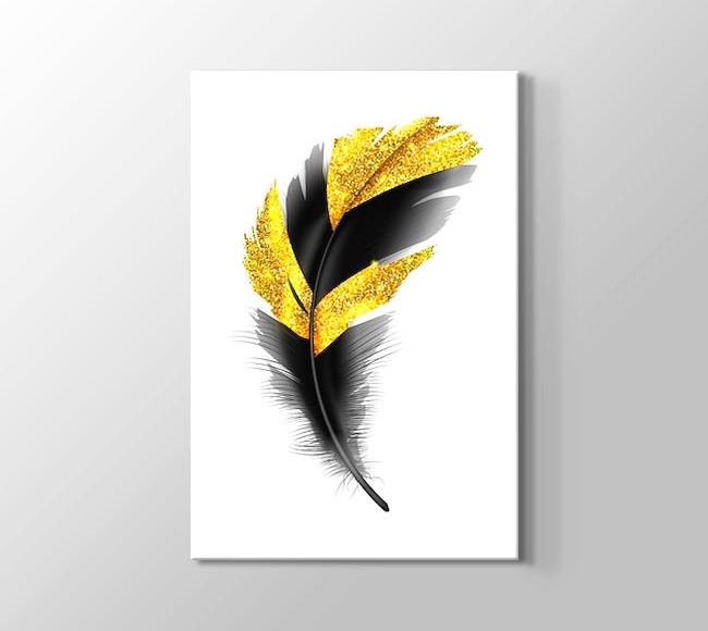  Altın Desenli Siyah Kuş Tüyü - 1
