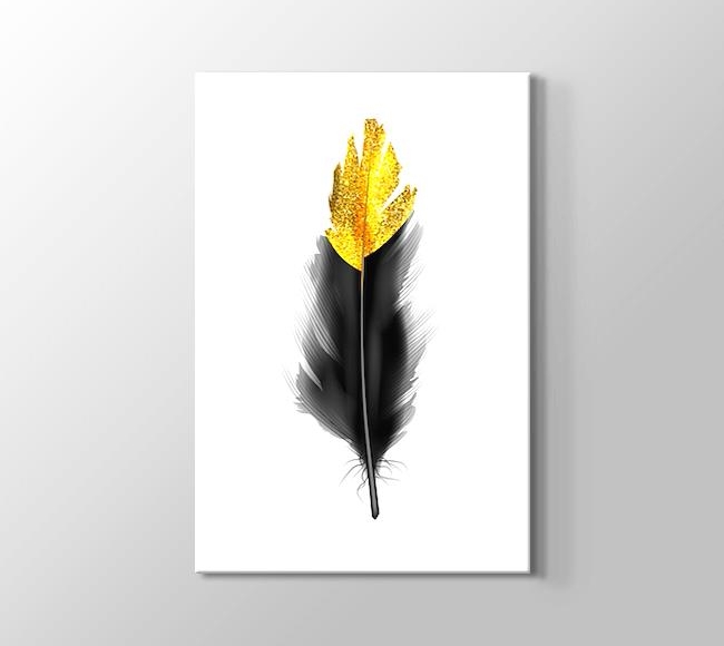  Altın Desenli Siyah Kuş Tüyü - 2