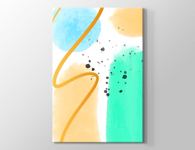 Turuncu Mavi ve Yeşil Soyut Şekiller Kanvas tablosu