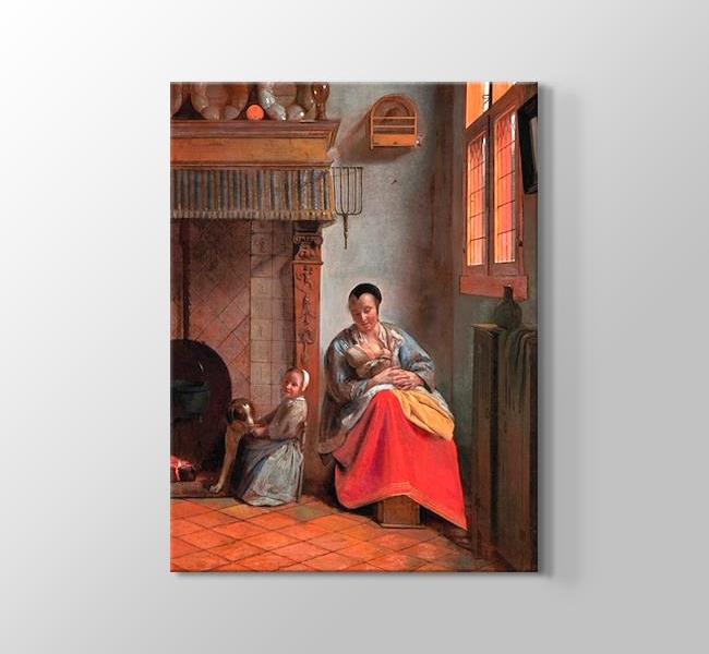  Pieter de Hooch Woman with Children in an Interior