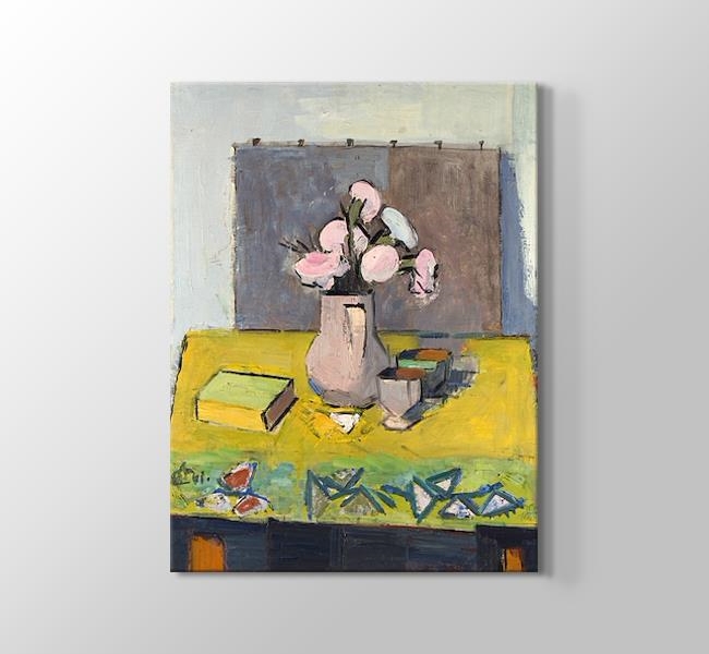 Still life with vase - Vazo ve çiçekler ile natürmort - Kanvas Tablosu