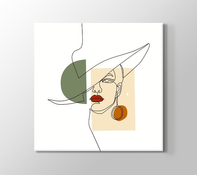  Soyut Şapkalı Kadın Portresi - Çizgi Sanatı