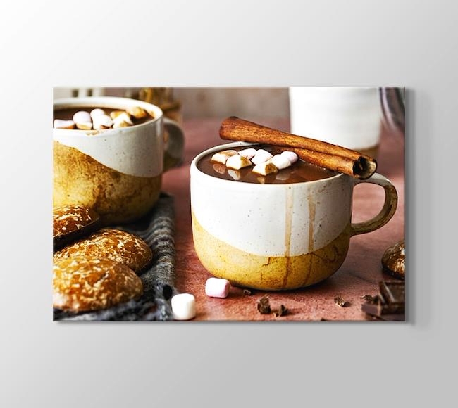 Kupadaki Sıcak Çikolataya Batırılmış Marshmallowlar