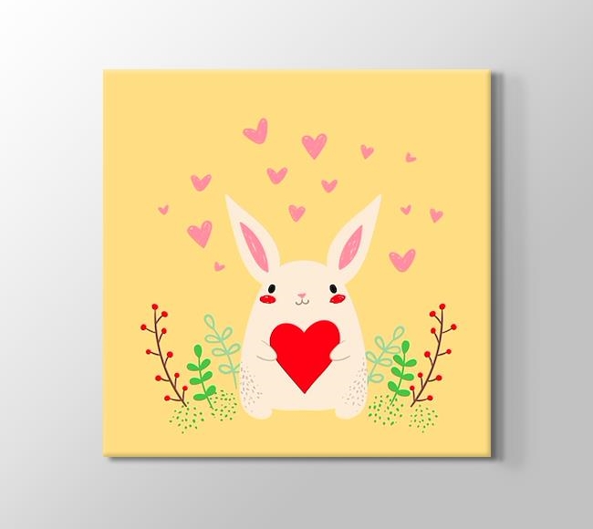  Elinde Kalp Tutan Beyaz Tavşan