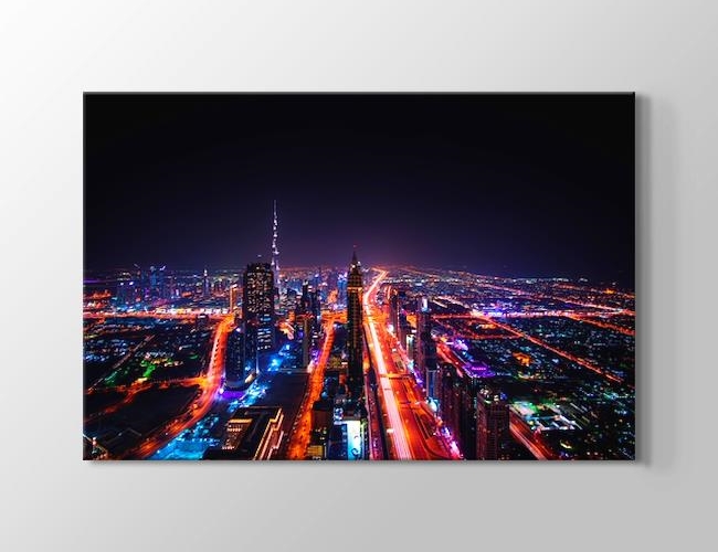 Gökdelenler ve Şehir Işıkları - Dubai Kanvas tablosu