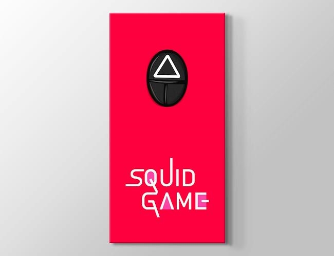  Kırmızı Zeminde Üçgen Squid Game Maskesi