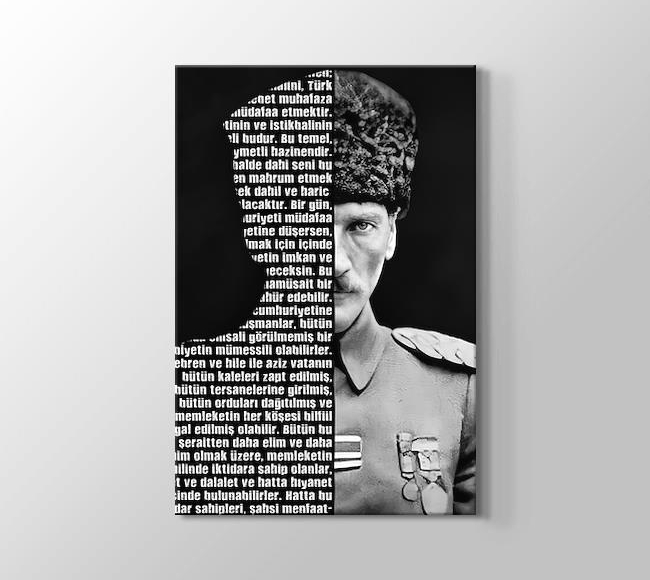  Atatürk'ün Gençliğe Hitabesi Tipografi - Siyah Beyaz