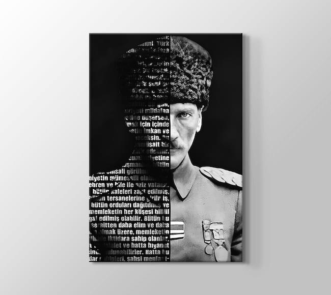  Atatürk'ün Gençliğe Hitabesi Tipografi - Siyah Beyaz 2