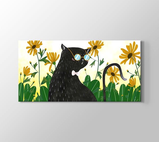  Gözlüklü ve Papyonlu Siyah Kedi