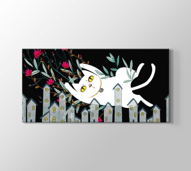  Binalar Arasında Uçuşan Dev Beyaz Kedi