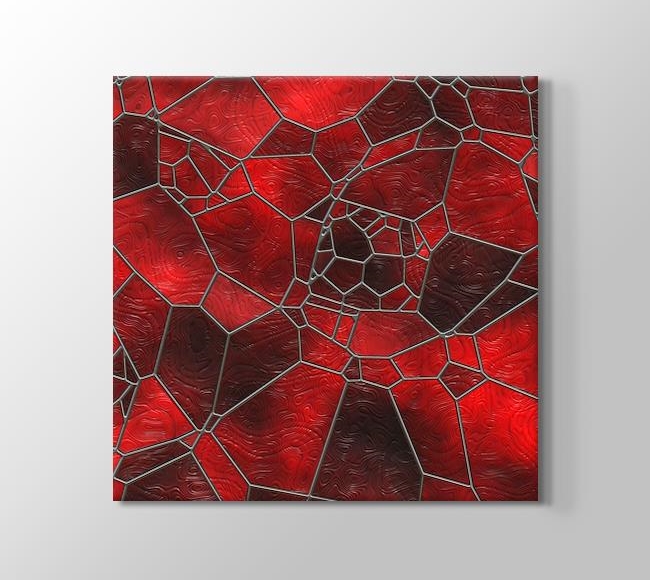  Kırmızı Camdaki Mozaik Vitray Desen