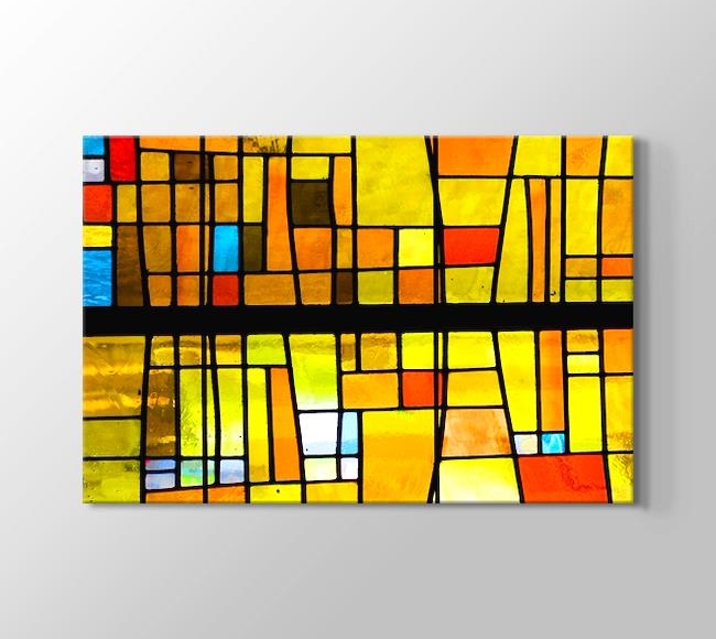  Sarı ve Turuncu Tonlarında Mozaik Vitray Cam Deseni